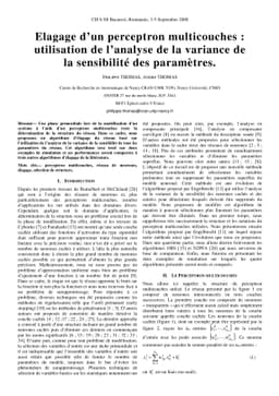 Elagage dún perceptron multicouches : utilisation de lánalyse de la
  variance de la sensibilité des paramètres