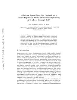 Adaptive Spam Detection Inspired by a Cross-Regulation Model of Immune
  Dynamics: A Study of Concept Drift