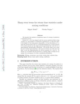 Sharp error terms for return time statistics under mixing conditions