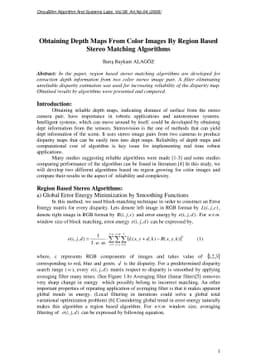 Obtaining Depth Maps From Color Images By Region Based Stereo Matching
  Algorithms