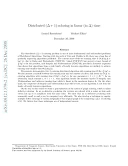 Distributed (Delta + 1)-coloring in linear (in Delta) time