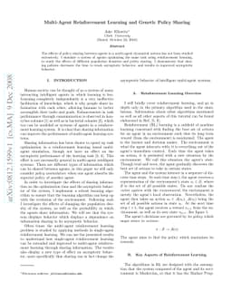 Multi-Agent Reinforcement Learning and Genetic Policy Sharing