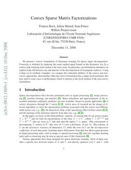 Convex Sparse Matrix Factorizations