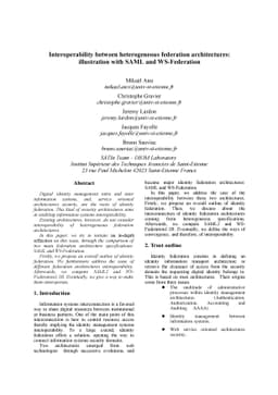 Interoperability between Heterogeneous Federation Architectures:
  Illustration with SAML and WS-Federation