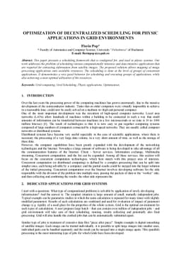 Optimization of Decentralized Scheduling for Physic Applications in Grid
  Environments