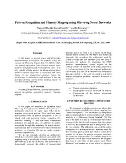 Pattern Recognition and Memory Mapping using Mirroring Neural Networks