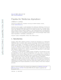 Copulas for Markovian dependence