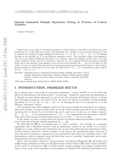 Sequential multiple hypothesis testing in presence of control variables