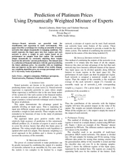 Prediction of Platinum Prices Using Dynamically Weighted Mixture of
  Experts