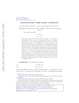Sparse recovery under matrix uncertainty