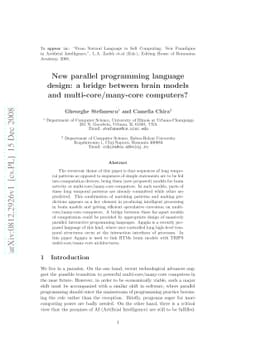 New parallel programming language design: a bridge between brain models
  and multi-core/many-core computers?