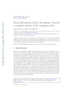 From Schoenberg to Pick-Nevanlinna: Toward a complete picture of the
  variogram class