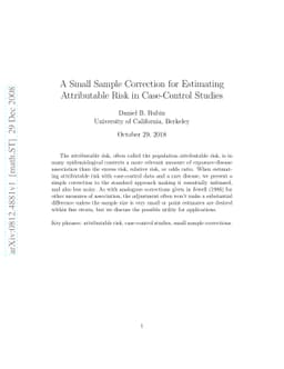 A Small Sample Correction for Estimating Attributable Risk in
  Case-Control Studies