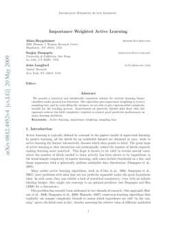 Importance Weighted Active Learning