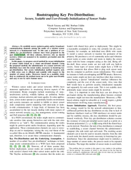 Bootstrapping Key Pre-Distribution: Secure, Scalable and User-Friendly
  Initialization of Sensor Nodes