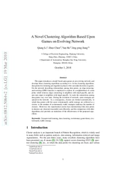 A Novel Clustering Algorithm Based Upon Games on Evolving Network