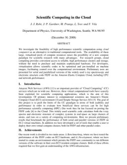 Scientific Computing in the Cloud