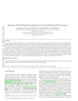 Dynamic Muscle Fatigue Evaluation in Virtual Working Environment