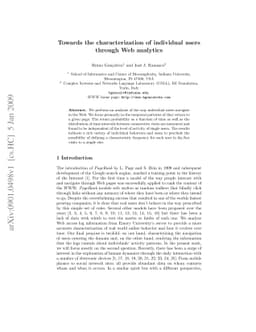 Towards the characterization of individual users through Web analytics