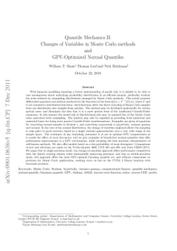Quantile Mechanics II: Changes of Variables in Monte Carlo methods and
  GPU-Optimized Normal Quantiles