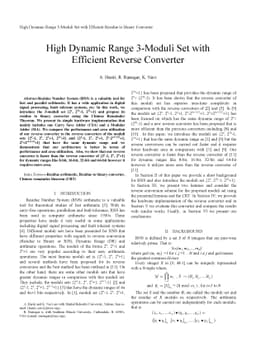 A High Dynamic Range 3-Moduli-Set with Efficient Reverse Converter