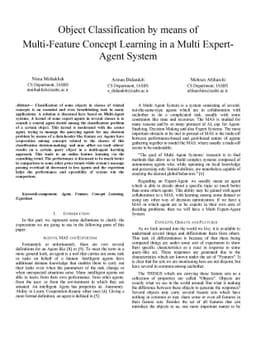 Object Classification by means of Multi-Feature Concept Learning in a
  Multi Expert-Agent System