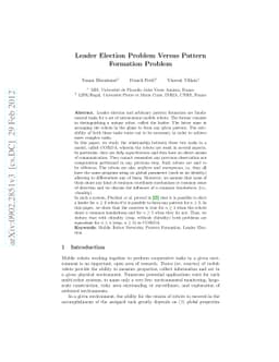 Leader Election Problem Versus Pattern Formation Problem