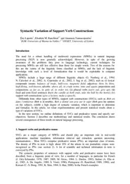 Syntactic variation of support verb constructions