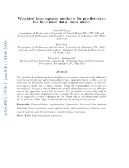 Weighted least squares methods for prediction in the functional data
  linear model