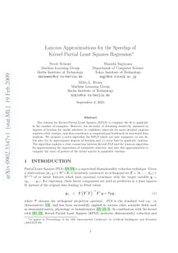 Lanczos Approximations for the Speedup of Kernel Partial Least Squares
  Regression