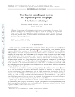 Coordination in multiagent systems and Laplacian spectra of digraphs