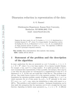 Dimension reduction in representation of the data