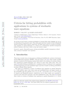 Criteria for hitting probabilities with applications to systems of
  stochastic wave equations