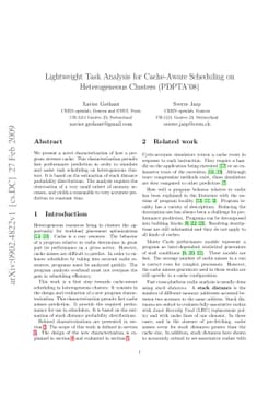 Lightweight Task Analysis for Cache-Aware Scheduling on Heterogeneous
  Clusters