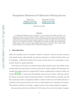 Manipulation Robustness of Collaborative Filtering Systems