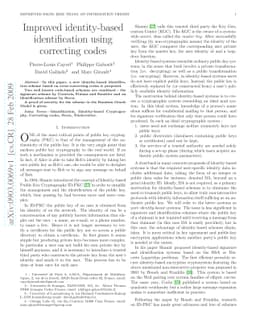 Improved identity-based identification using correcting codes
