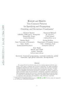 Range and Roots: Two Common Patterns for Specifying and Propagating
  Counting and Occurrence Constraints