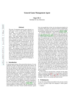 General Game Management Agent
