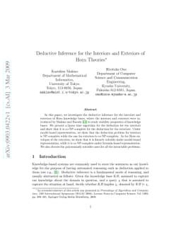 Deductive Inference for the Interiors and Exteriors of Horn Theories
