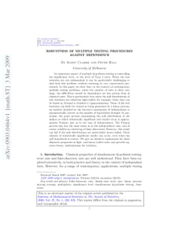 Robustness of multiple testing procedures against dependence