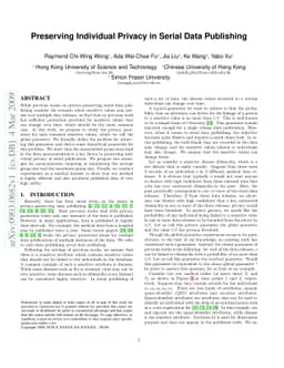 Preserving Individual Privacy in Serial Data Publishing