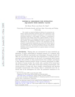 Empirical likelihood for estimating equations with missing values