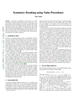 Symmetry Breaking Using Value Precedence