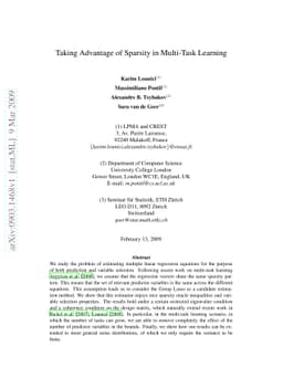 Taking Advantage of Sparsity in Multi-Task Learning