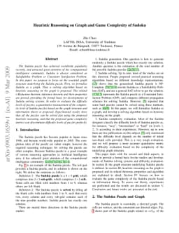 Heuristic Reasoning on Graph and Game Complexity of Sudoku