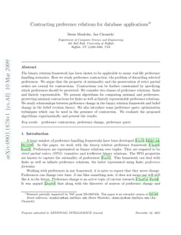 Contracting preference relations for database applications