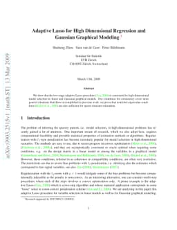 Adaptive Lasso for High Dimensional Regression and Gaussian Graphical
  Modeling