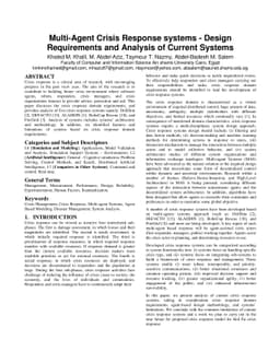 Multi-Agent Crisis Response systems - Design Requirements and Analysis
  of Current Systems