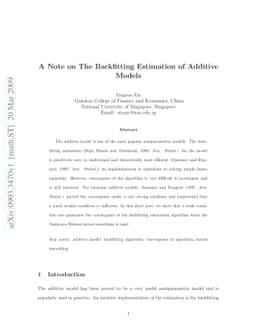 A Note on The Backfitting Estimation of Additive Models