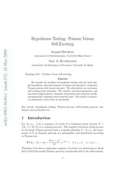 Hypotheses Testing: Poisson Versus Self-exciting